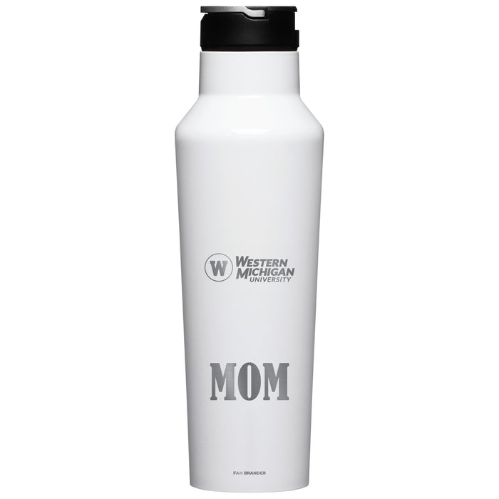 Corkcicle Insulated Canteen Water Bottle with Western Michigan Broncos Etched Mom with Primary Logo