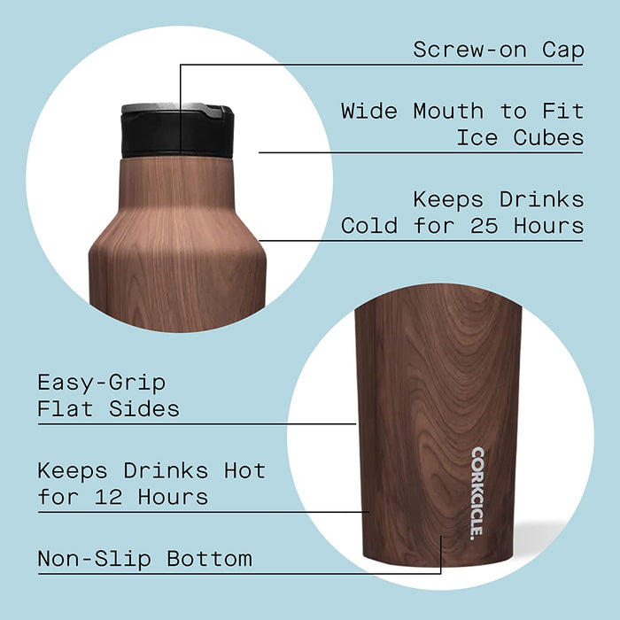 Corkcicle Insulated Canteen Water Bottle with Western Michigan Broncos Etched Alumni with Primary Logo