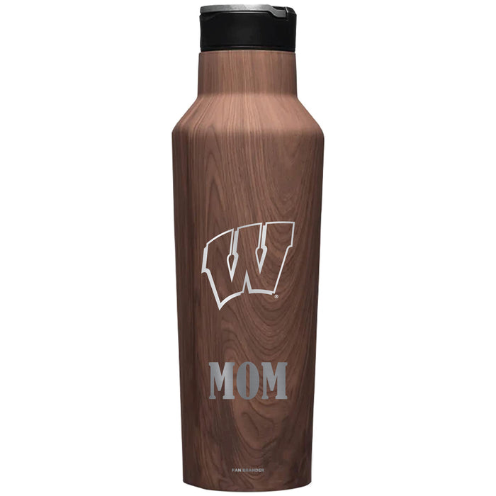 Corkcicle Insulated Canteen Water Bottle with Wisconsin Badgers Mom Primary Logo