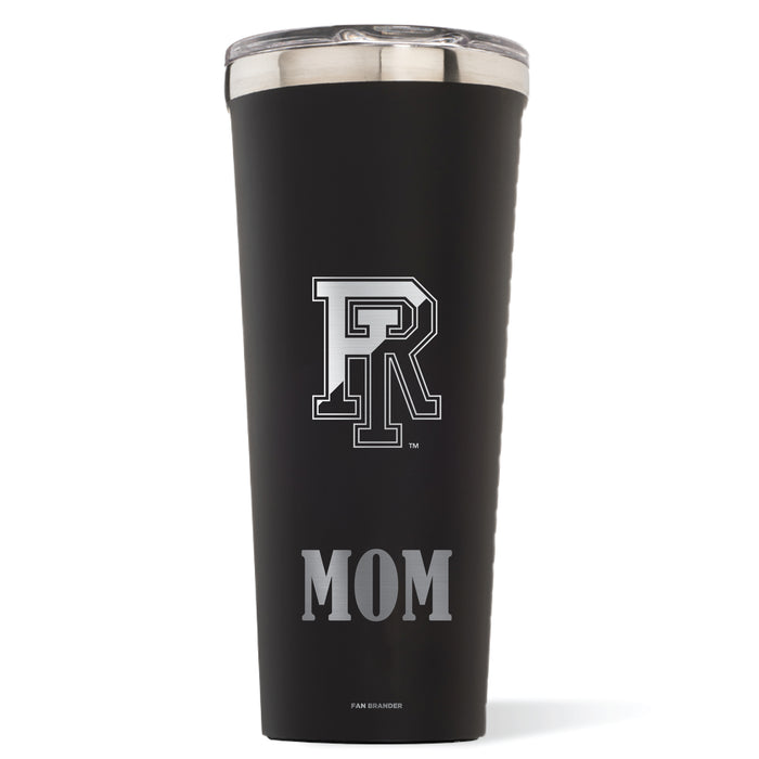 Triple Insulated Corkcicle Tumbler with Rhode Island Rams Etched Mom with Primary Logo
