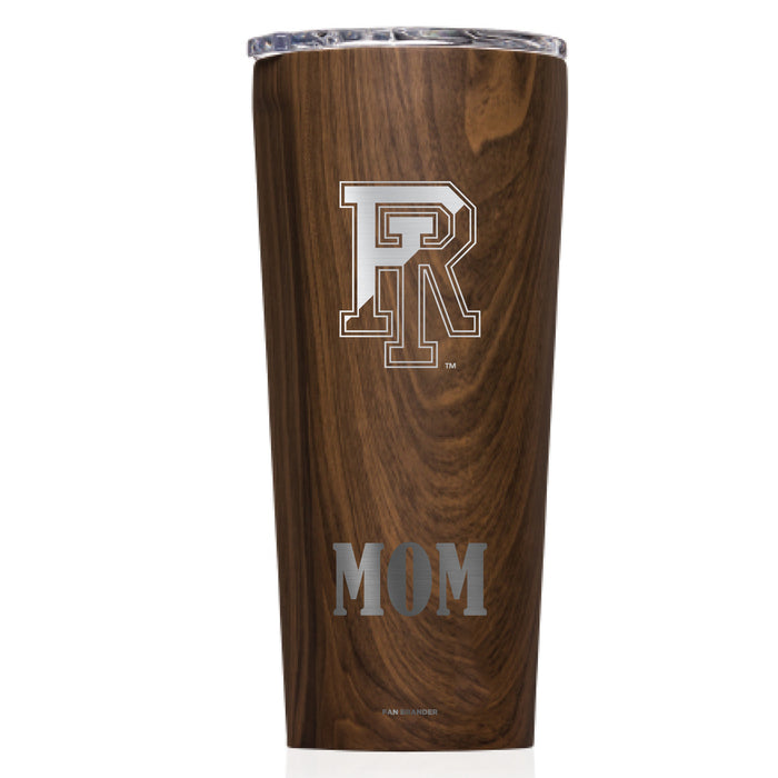 Triple Insulated Corkcicle Tumbler with Rhode Island Rams Etched Mom with Primary Logo