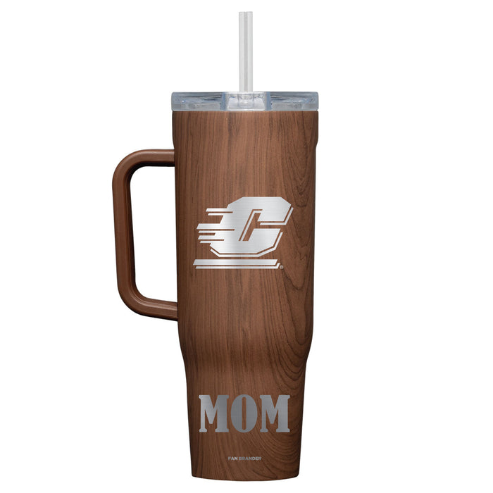 Corkcicle Cruiser 40oz Tumbler with Central Michigan Chippewas Etched Mom with Primary Logo