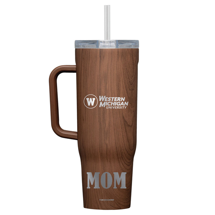 Corkcicle Cruiser 40oz Tumbler with Western Michigan Broncos Etched Mom with Primary Logo