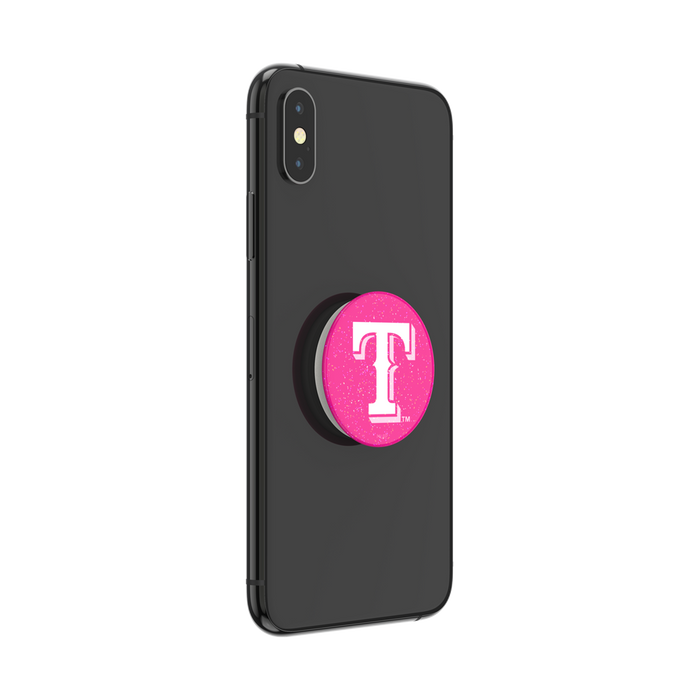 Texas Rangers PopSocket with pink glitter design