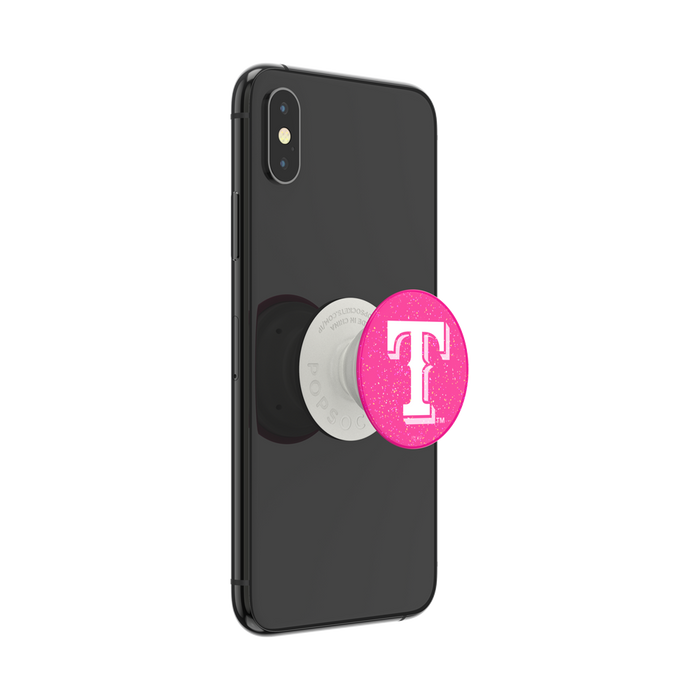 Texas Rangers PopSocket with pink glitter design