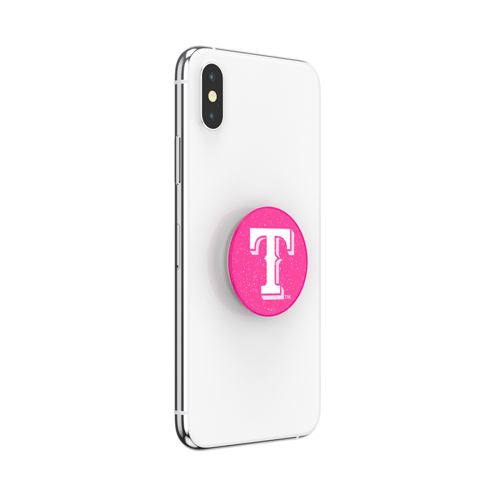 Texas Rangers PopSocket with pink glitter design