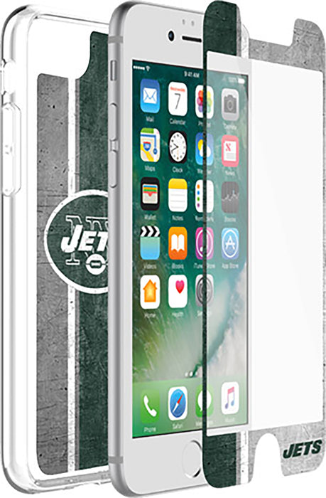 OtterBox Clear Symmetry Series Phone case with New York Jets Alpha Glass Screen Protector