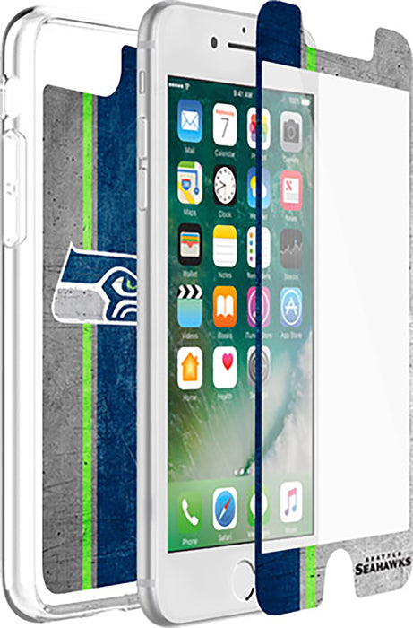 OtterBox Clear Symmetry Series Phone case with Seattle Seahawks Alpha Glass Screen Protector