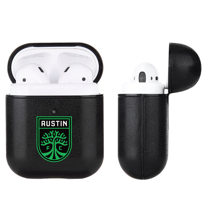 Fan Brander Black Leatherette Apple AirPod case with Austin FC Primary Logo