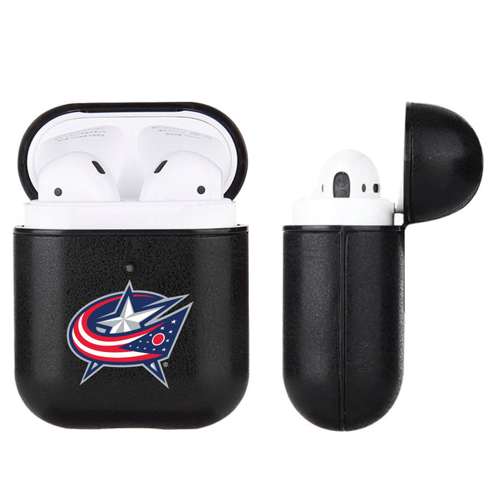 Fan Brander Black Leatherette Apple AirPod case with Columbus Blue Jackets Primary Logo