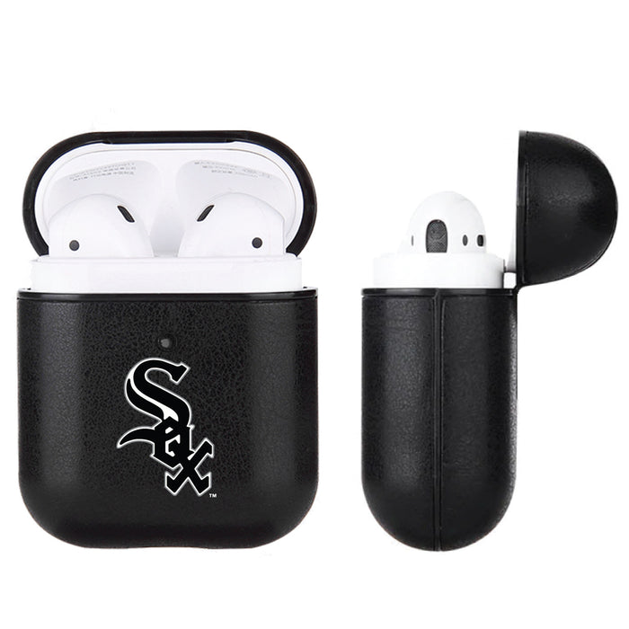 Fan Brander Black Leatherette Apple AirPod case with Chicago White Sox Primary Logo
