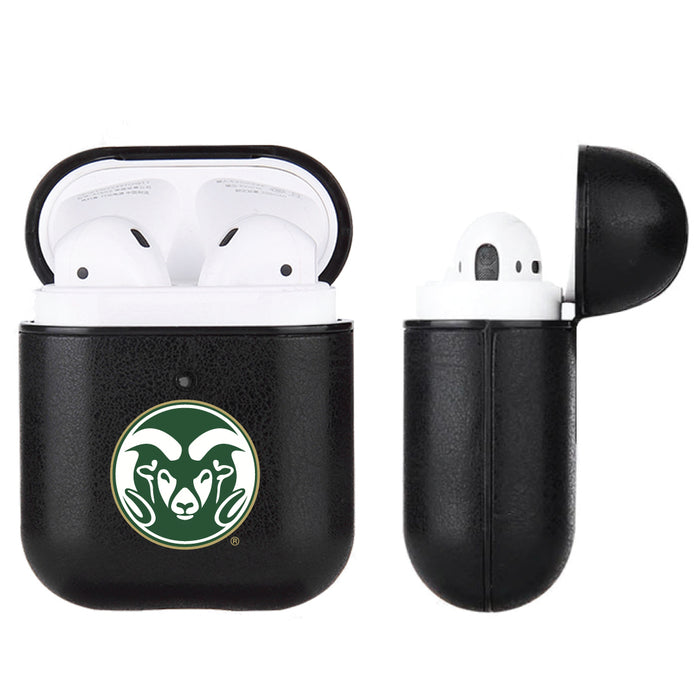 Fan Brander Black Leatherette Apple AirPod case with Colorado State Rams Primary Logo