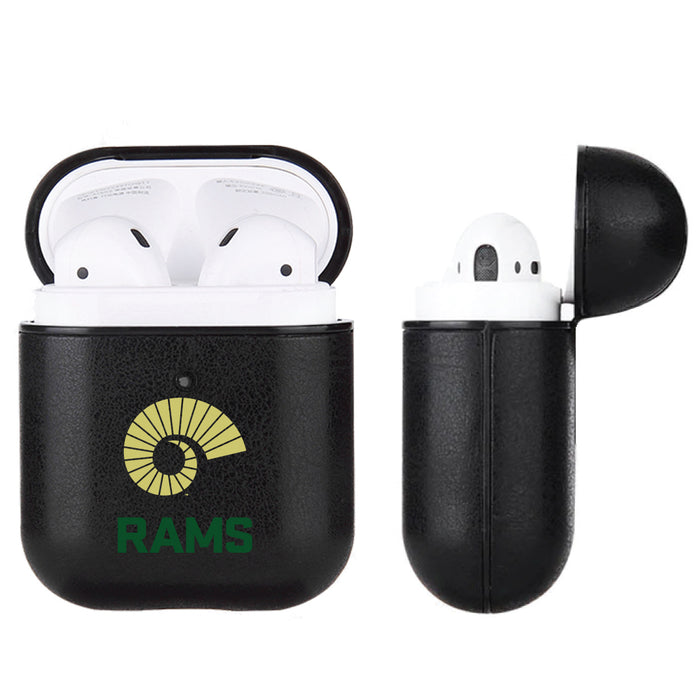 Fan Brander Black Leatherette Apple AirPod case with Colorado State Rams Secondary Logo