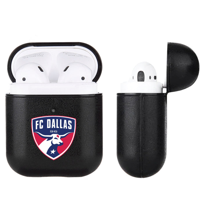 Fan Brander Black Leatherette Apple AirPod case with FC Dallas Primary Logo