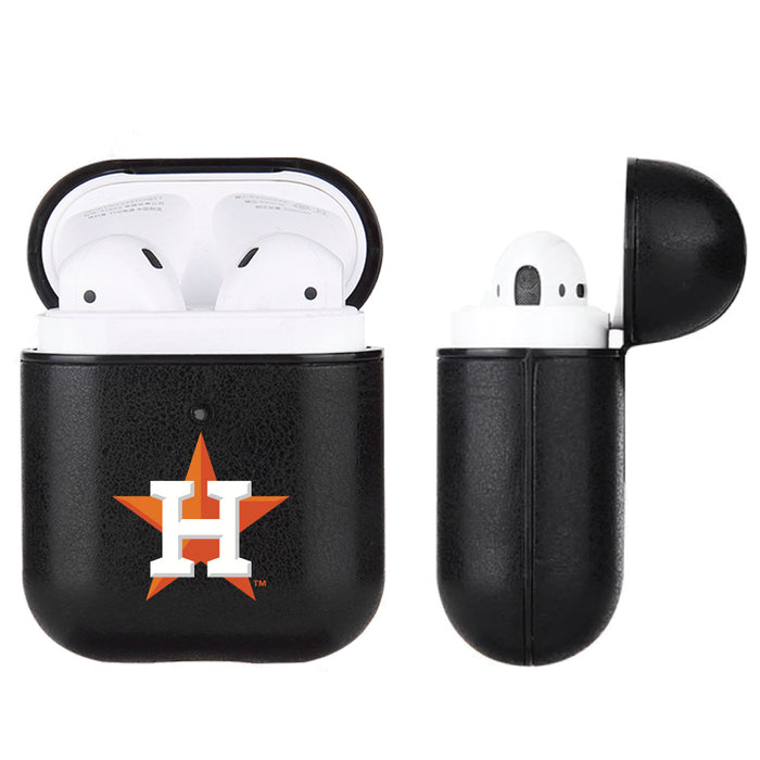 Fan Brander Black Leatherette Apple AirPod case with Houston Astros Primary Logo