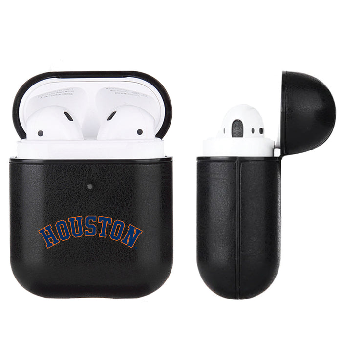 Fan Brander Black Leatherette Apple AirPod case with Houston Astros Wordmark Logo