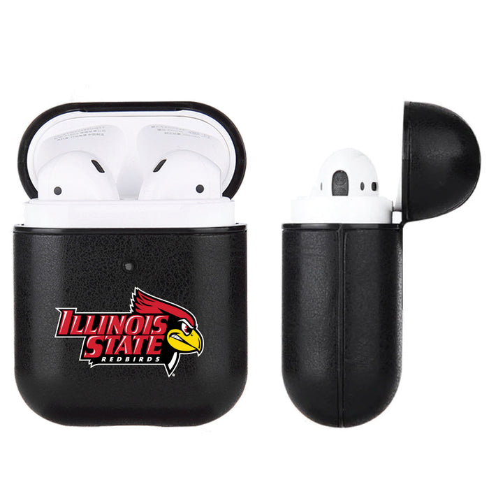 Fan Brander Black Leatherette Apple AirPod case with Illinois State Redbirds Primary Logo