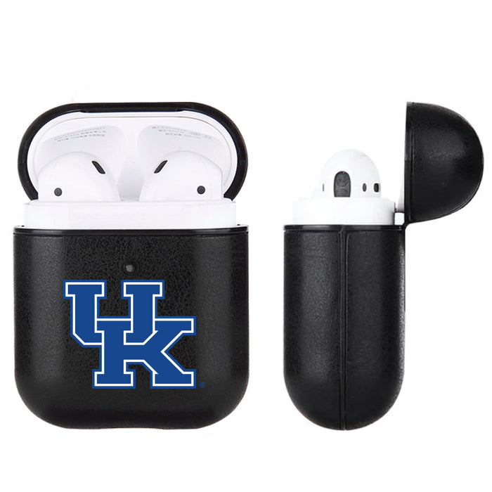 Fan Brander Black Leatherette Apple AirPod case with Kentucky Wildcats Primary Logo