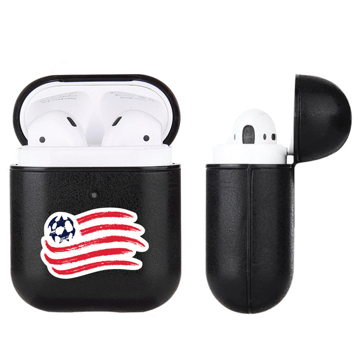 Fan Brander Black Leatherette Apple AirPod case with New England Revolution Primary Logo