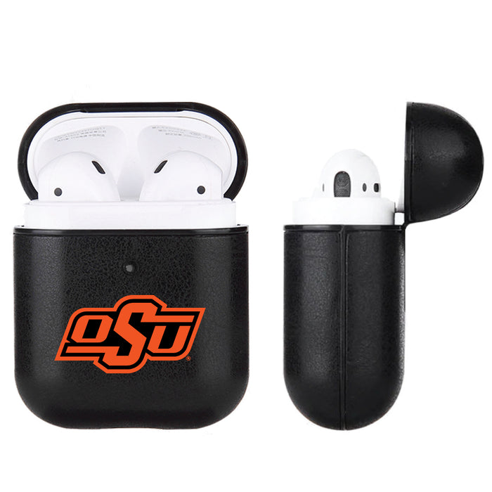 Fan Brander Black Leatherette Apple AirPod case with Oklahoma State Cowboys Primary Logo