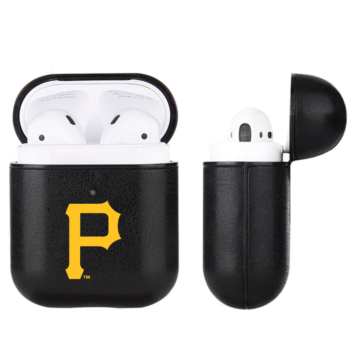 Fan Brander Black Leatherette Apple AirPod case with Pittsburgh Pirates Primary Logo