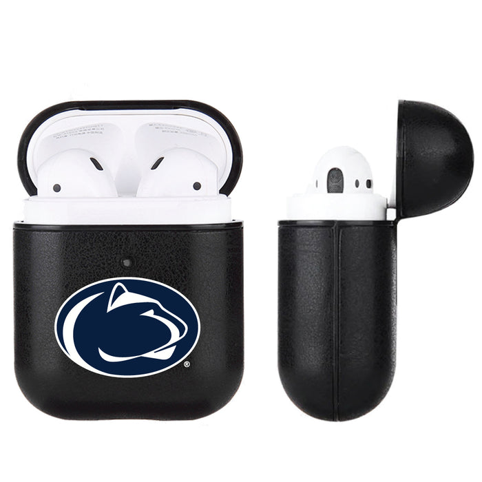 Fan Brander Black Leatherette Apple AirPod case with Penn State Nittany Lions Primary Logo