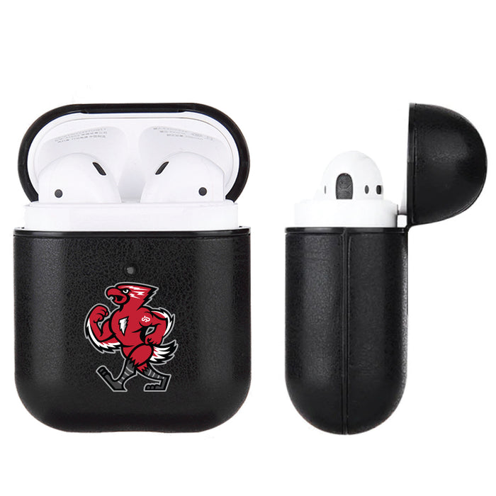 Fan Brander Black Leatherette Apple AirPod case with St. John's Red Storm Secondary Logo