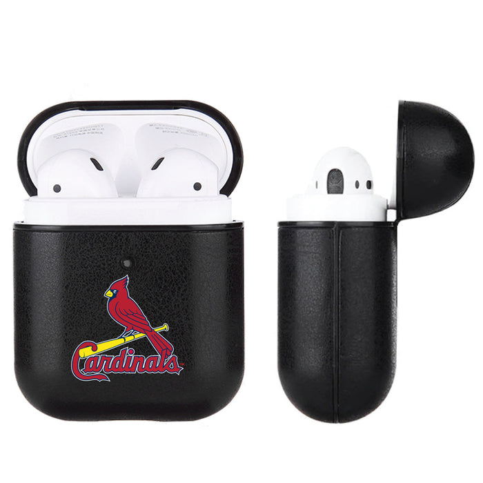 Fan Brander Black Leatherette Apple AirPod case with St. Louis Cardinals Primary Logo