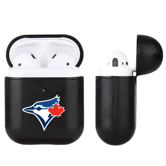 Fan Brander Black Leatherette Apple AirPod case with Toronto Blue Jays Secondary Logo