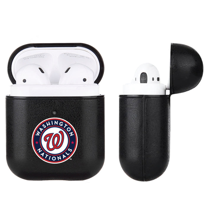 Fan Brander Black Leatherette Apple AirPod case with Washington Nationals Primary Logo