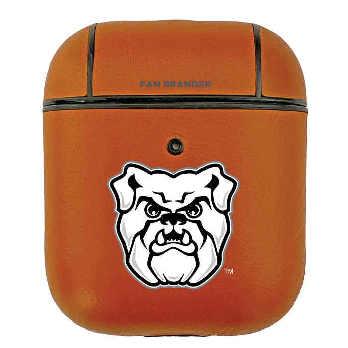 Fan Brander Tan Leatherette Apple AirPod case with Butler Bulldogs Primary Logo