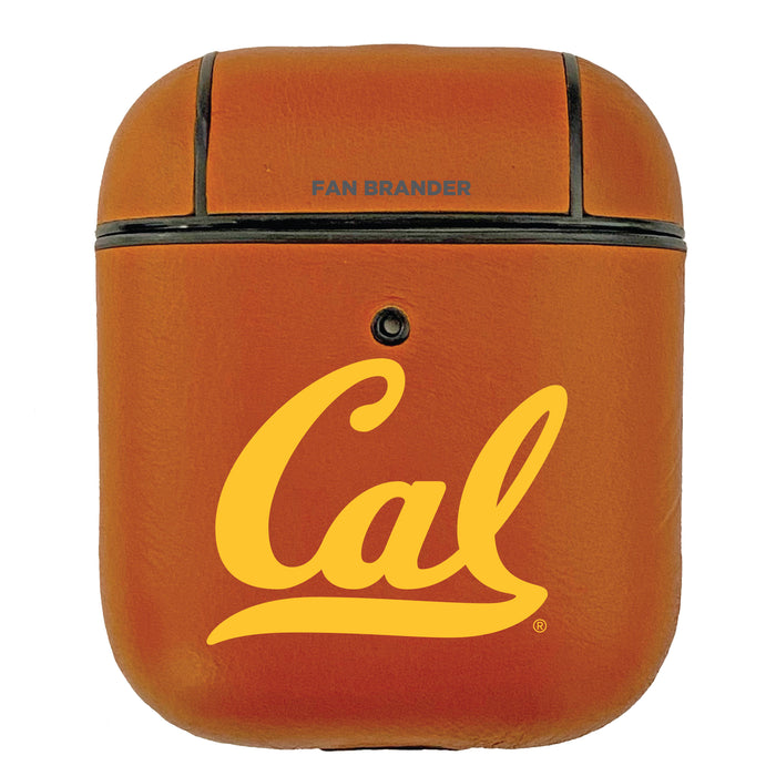 Fan Brander Tan Leatherette Apple AirPod case with California Bears Primary Logo