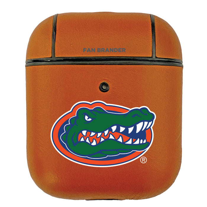 Fan Brander Tan Leatherette Apple AirPod case with Florida Gators Primary Logo