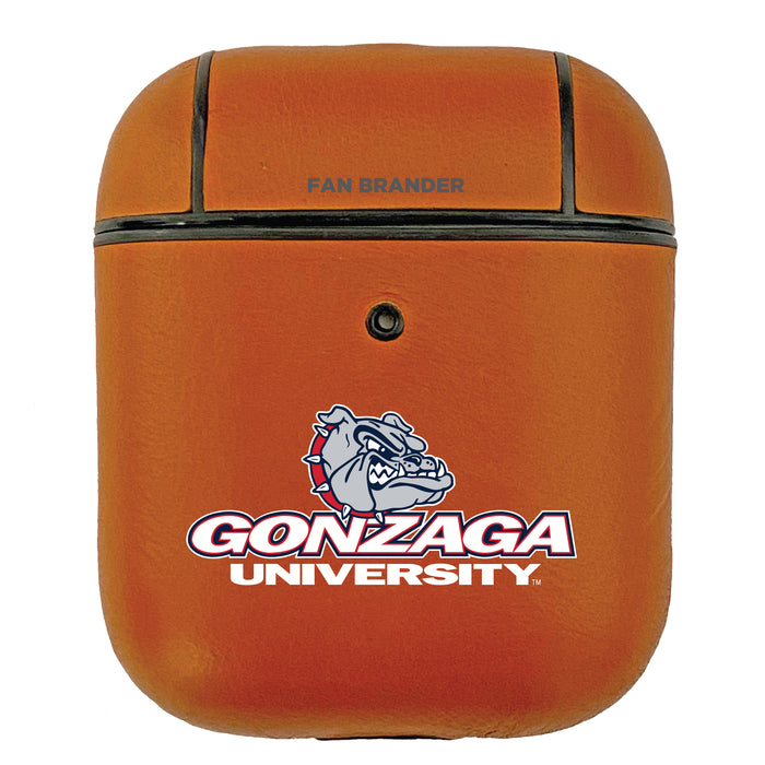 Fan Brander Tan Leatherette Apple AirPod case with Gonzaga Bulldogs Primary Logo