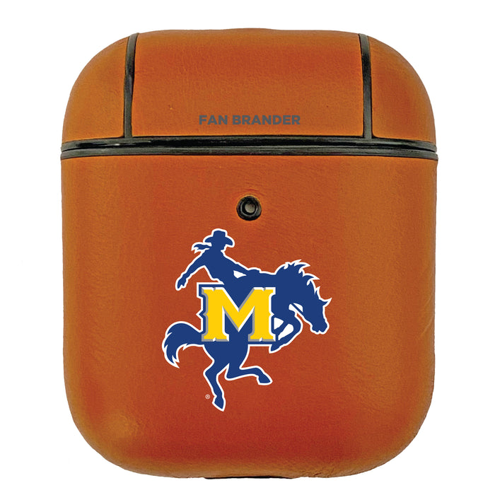 Fan Brander Tan Leatherette Apple AirPod case with McNeese State Cowboys Primary Logo