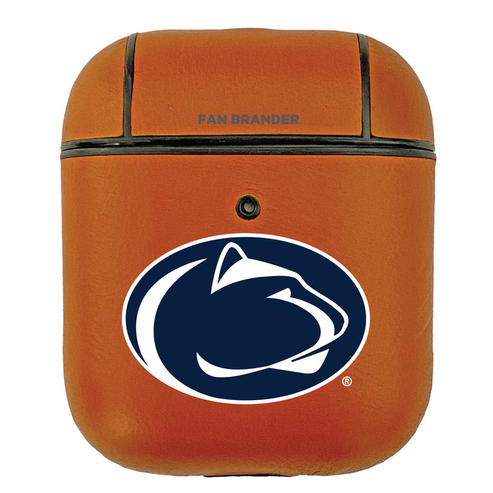 Fan Brander Tan Leatherette Apple AirPod case with Penn State Nittany Lions Primary Logo