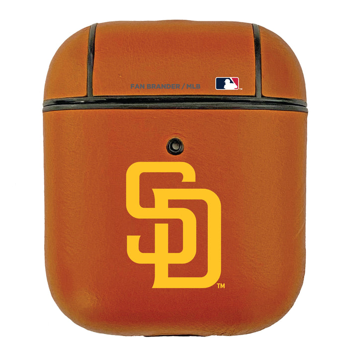Fan Brander Tan Leatherette Apple AirPod case with San Diego Padres Primary Logo