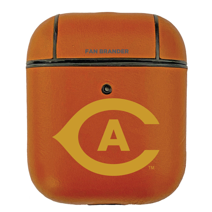Fan Brander Tan Leatherette Apple AirPod case with UC Davis Aggies Primary Logo