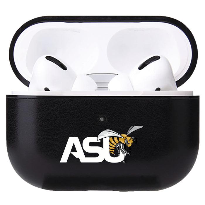 Fan Brander Black Leatherette Apple AirPod case with Alabama State Hornets Primary Logo