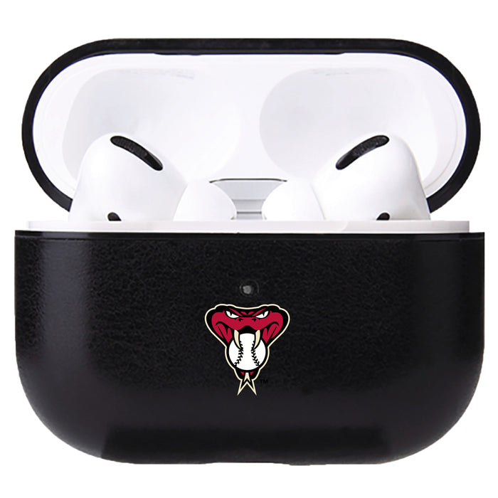 Fan Brander Black Leatherette Apple AirPod case with Arizona Diamondbacks Secondary Logo