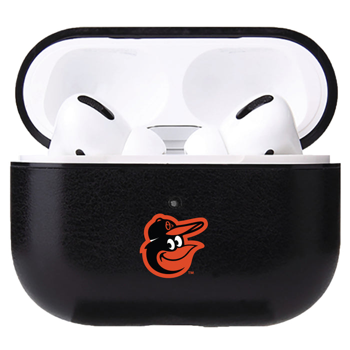 Fan Brander Black Leatherette Apple AirPod case with Baltimore Orioles Primary Logo