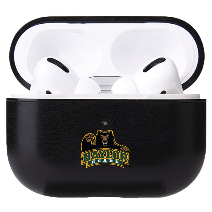 Fan Brander Black Leatherette Apple AirPod case with Baylor Bears Secondary Logo