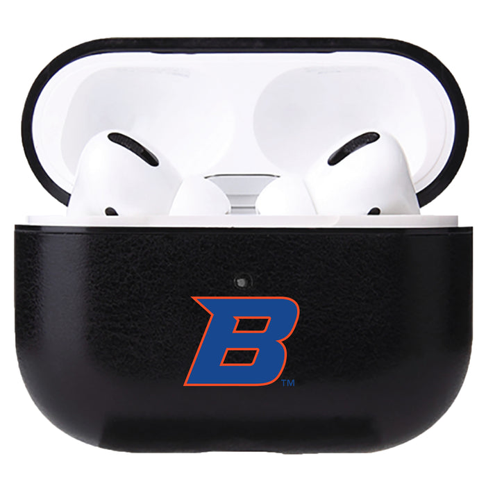 Fan Brander Black Leatherette Apple AirPod case with Boise State Broncos Secondary Logo