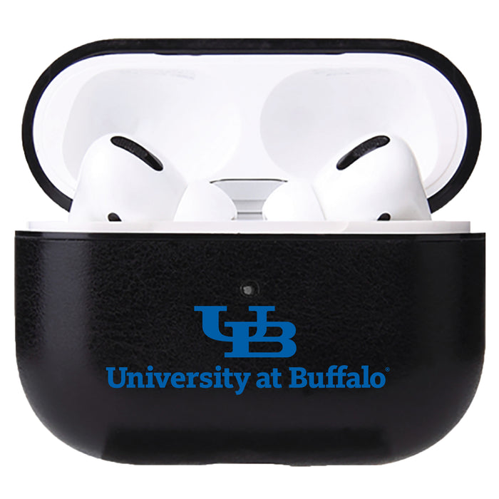 Fan Brander Black Leatherette Apple AirPod case with Buffalo Bulls Primary Logo