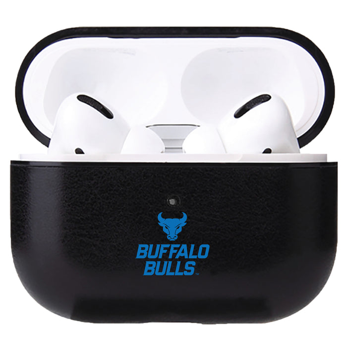 Fan Brander Black Leatherette Apple AirPod case with Buffalo Bulls Secondary Logo