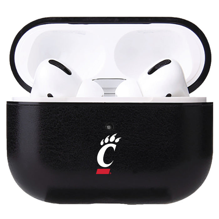 Fan Brander Black Leatherette Apple AirPod case with Cincinnati Bearcats Primary Logo