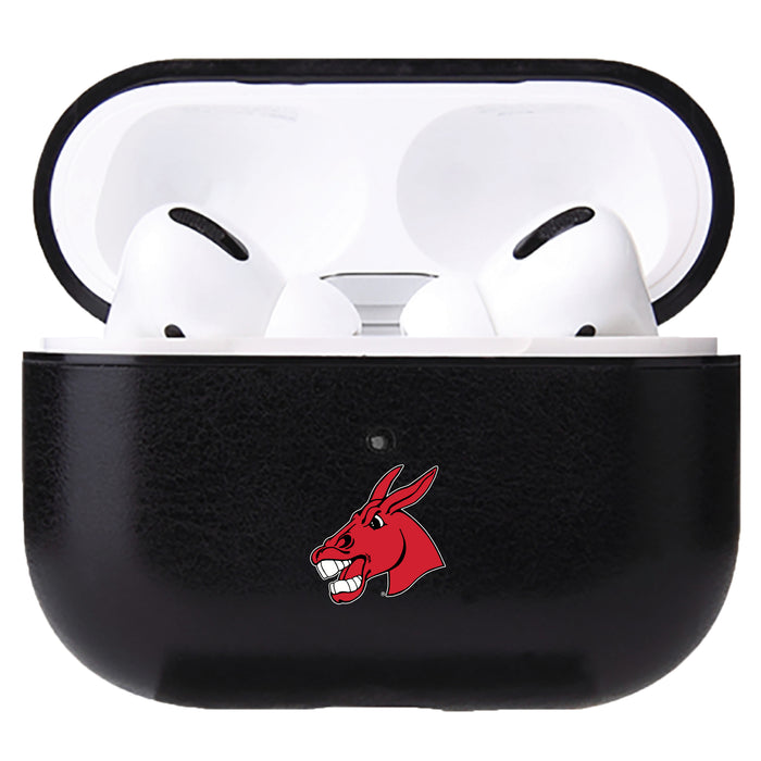 Fan Brander Black Leatherette Apple AirPod case with Central Missouri Mules Secondary Logo