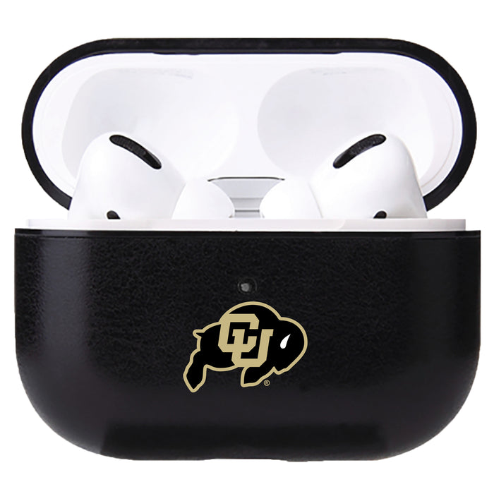 Fan Brander Black Leatherette Apple AirPod case with Colorado Buffaloes Primary Logo