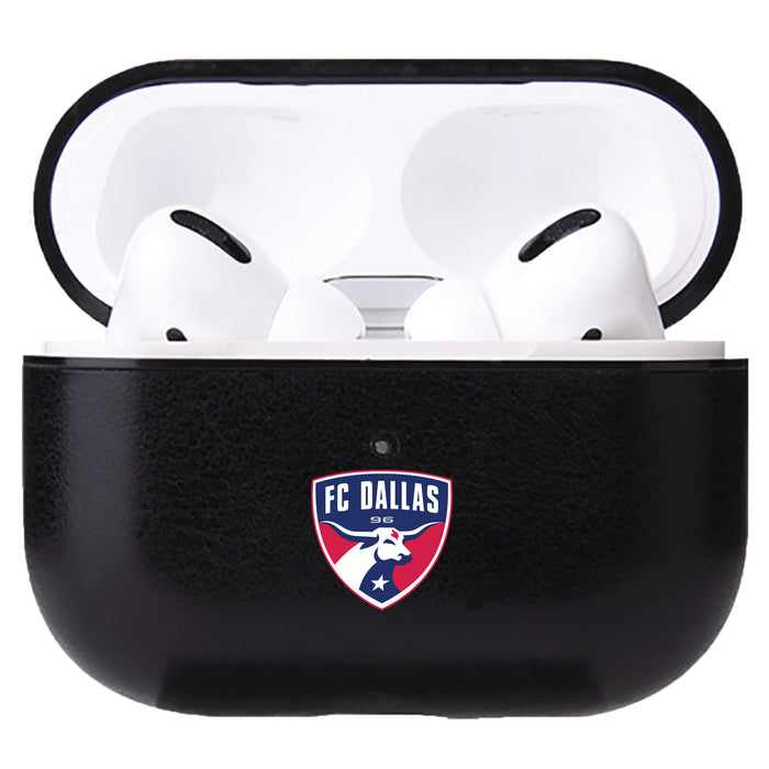 Fan Brander Black Leatherette Apple AirPod case with FC Dallas Primary Logo