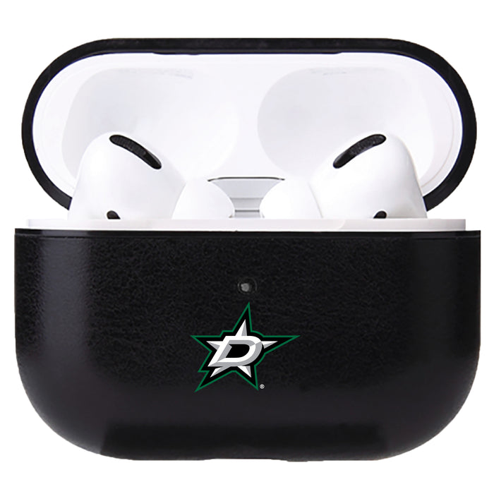 Fan Brander Black Leatherette Apple AirPod case with Dallas Stars Primary Logo